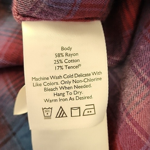 EDDIE BAUER Plaid Long Sleeve Collarless Button Up Shirt size L - Picture 12 of 12